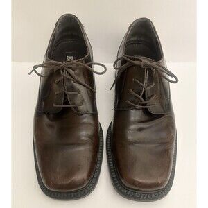 Bass Men’s 9.5M Brown Leather Derby Dress Shoes Lace-Up Plain Toe